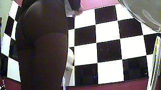 Brunette white girl gets her ass filmed on cam nude in the toilet