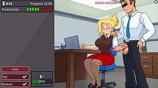 Office girl with big boobs and big ass barely working