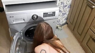 Big Cock Fucks Curvy Maid Stuck in Washer