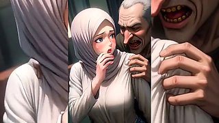 Hijabi Muslim Babes Degraded & Ravaged by Ugly Fat Dirty Old Men \u2013 Squeezed, Kissed, Fucked Hard Part 2