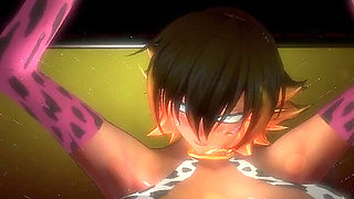 Anime Cow Milk Girl Gets Fucked Standing up in a Sex Cage Show