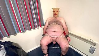 Mature BBW Domina Satana Shaves Pussy While Piggy Slave Watches