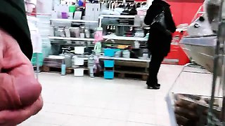 Horny amateur guy playing with his cock in a public place
