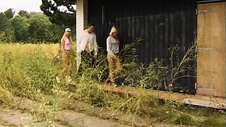 Naughty tanned busty blonde gives an amazing outdoor handjob