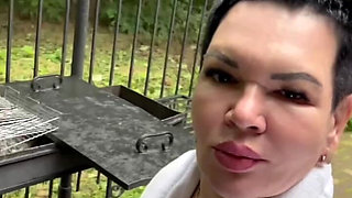Stepmom with Big Tits and Ass Shows Her Wet Holes