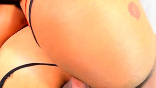 Horny shemale fucked while sitting on game chair