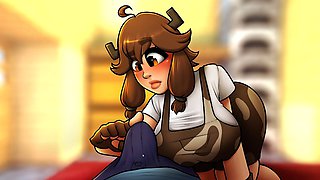 Nighttime meeting with a curvy molten girl in a Minecraft parody game