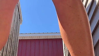 Horny Slut Sneaks Fingers in Herself Outside