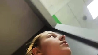 Hot Girl in the Gym Training and Play with Herself