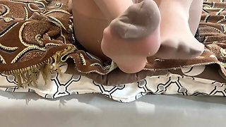 Transparent Pantyhose, Fetish, Big Clit and Labia, Pussy Fingering