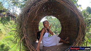 Big booty Thai girlfriend garden lovemaking