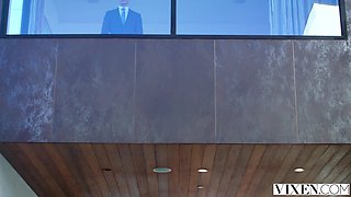 Bombshell redhead beauty with nice small tits enjoys a sensual pounding, gasping with every thrust of her boyfriend's cock