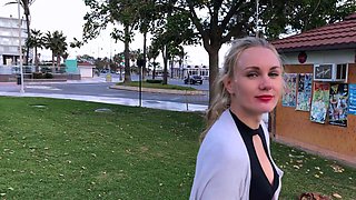 Amateur blonde paid money for anal sex in public