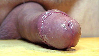 POV Uncut Foreskin big mushroom Head Autostroking on desk & wild Cumshot w Live audio