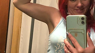 Redhead MILF Showed Her Big Muscles in Front of Mirror
