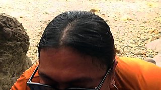 Public blow job at the beach Almost get caught