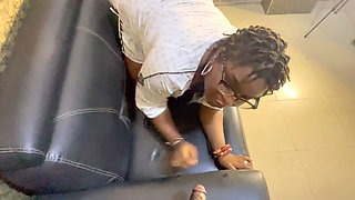 BIG BREAST DEEP THROATER MAKE IT SLURPY ON THE SOFA