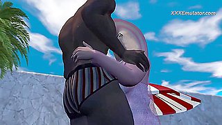 Chubby Hairy Granny Fucked Hard by Two Big Black Cock (3D Sexgame)