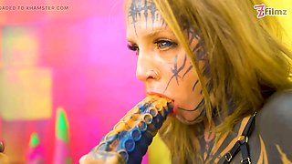 Alt-Girls Tattooed Lesbian Dildo Punk, Goth, Hippie, Spit Tongue