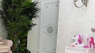 First time amateur brunette solo with dildo