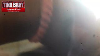Tina Baby sucks cum out with legs up - Sri Lankan MILF blowjob