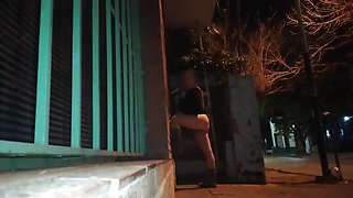 Risky public sex outdoors flashing her pussy on the streets of Argentina