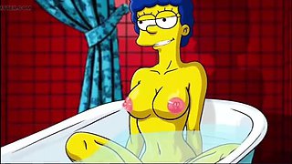 Marge Simpson Cartoon Parody - Horny Housewife Cheats While Cuckold Watches
