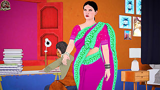 Hot Indian Bhabhi Teaches Kama Sutra to Young Tenant and Gets Her Pussy Fucked Hard - Hindi Sex