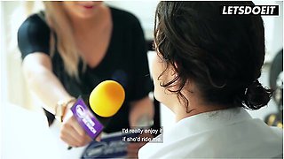 Blonde German Milf Interviews Him At The Table... Then She Starts Begging For His Cock - Sexy Susi