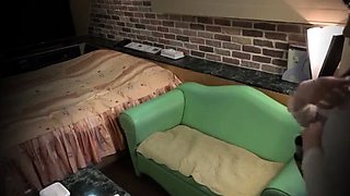 Hotel spycam voyeur peeping - Asian chick with big natural