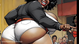 Elite Cuckold Club: Mistress Ebony BBW Fulfilling the Dreams of Old Rich Cuckolds. Cartoon Visual Novel