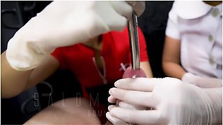 Evil Pinay Nurses Salome Salvi And Dominafire Perform Sounding And Blowjob On Unlucky Slave