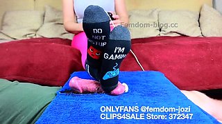 Cock box trampling and cbt ballbusting in cute socks –