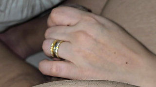 Step mom can't believe how big is step son dick and handjob him