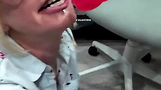 Office Slut Persuades Boss to Watch Her Wank