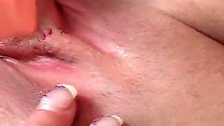 Brunette Babe Double Penetrated on Leather Sofa