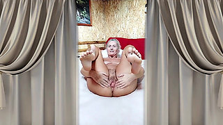 Hot Housewife Lukerya with a Huge Dildo on a Large Bed.