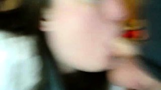 Amateur brunette in latex lingerie fucks hardcore in kitchen