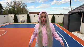 She Wanted to Throw the Ball Into the Hoop, but It All Ended with Cum on Her Ass.