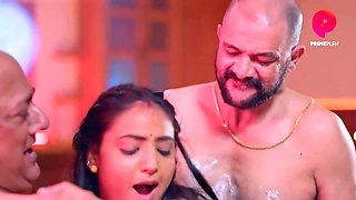 Indian hot babe erotic threesome scene