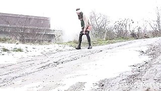 Crazy outdoor pissing session with a clothed babe Joana Intense