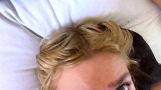 European blonde facialized after blowjob in this pov video