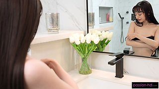 Tiny Whore Drains Cock In The Shower