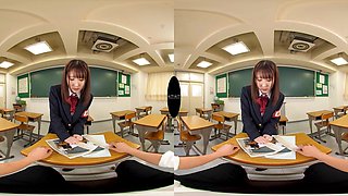 Passionate Japanese student entices viewer in steamy VR school fantasy
