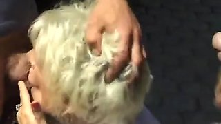 French guy face fucking two horny blondes in public