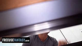 Big Dick brother-in-law & his raunchy step-sis corrupt their virgin tenant to pay rent with freeuse labia