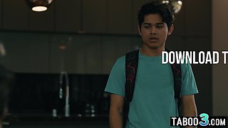 Stepdad fucking sons teen GF next to him