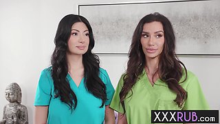 Guy gets lucky with two sexy masseuses