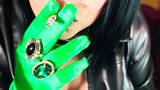 A Gloved Goth Dressed In Leather smokes A Cigarette - Smoking BBW OMI OME Drifting Snap Inhales