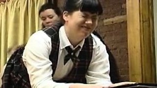 Teen in Schoolgirl Uniform Spanking Older Man